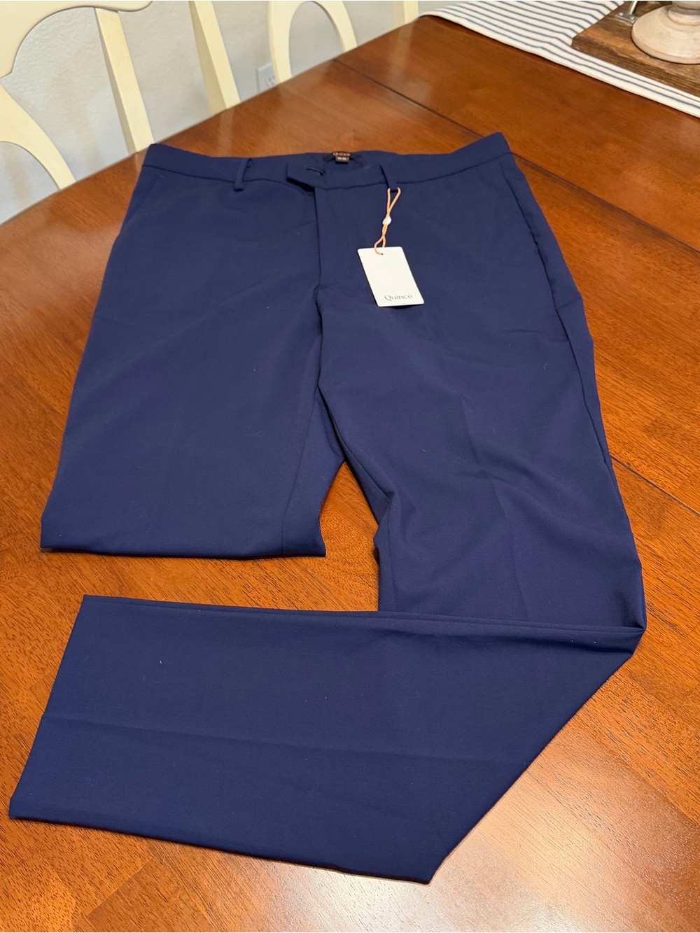 Quince Mens Performance Stretch Dress Pants Slim Fit Navy Blue 34X34 Flat Front